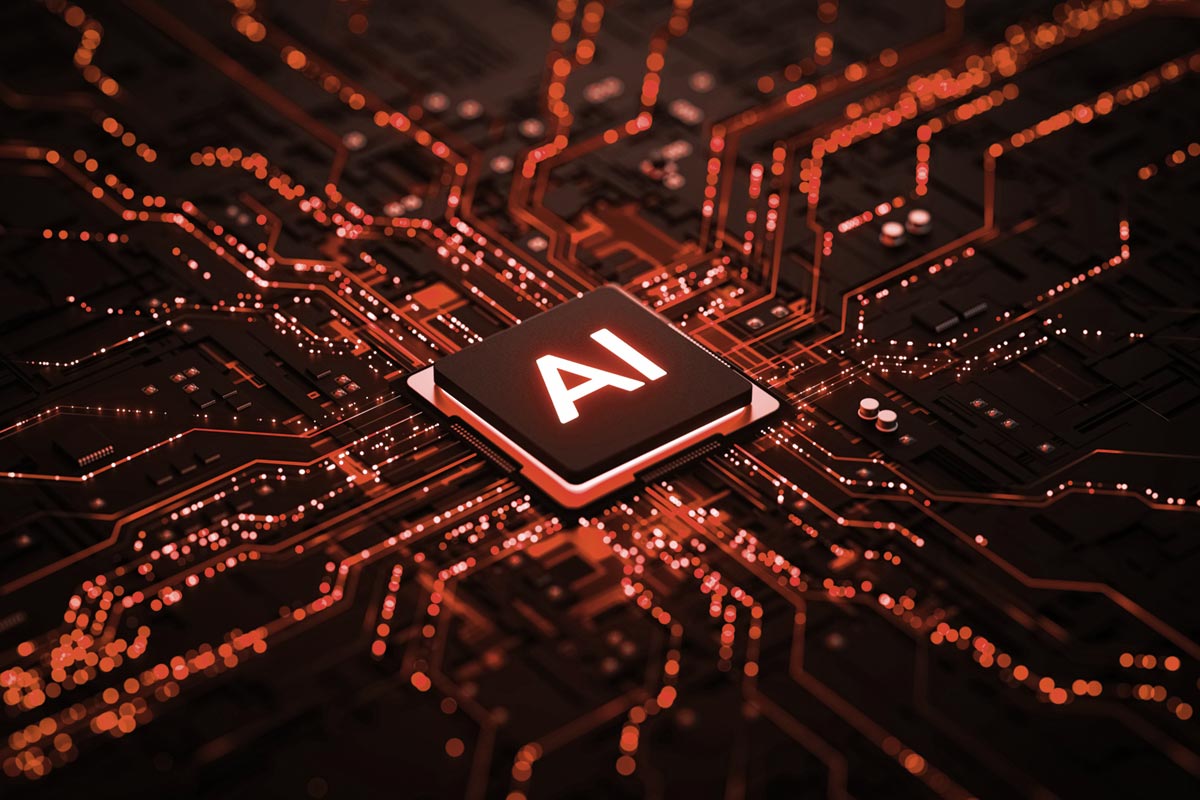 Graphic showing AI processing chip